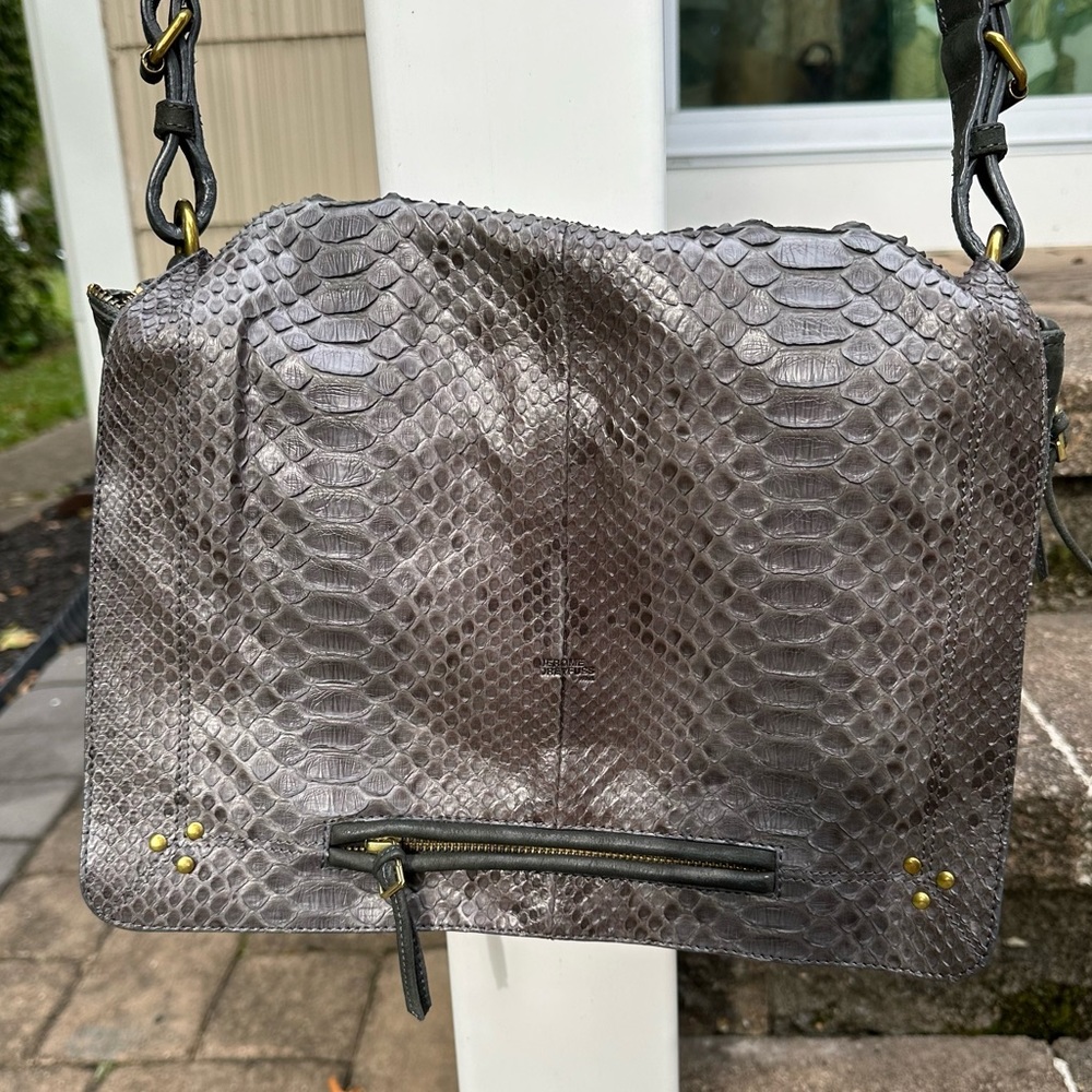 Jerome Dreyfuss Gray Python Albert Messenger Bag - image 5